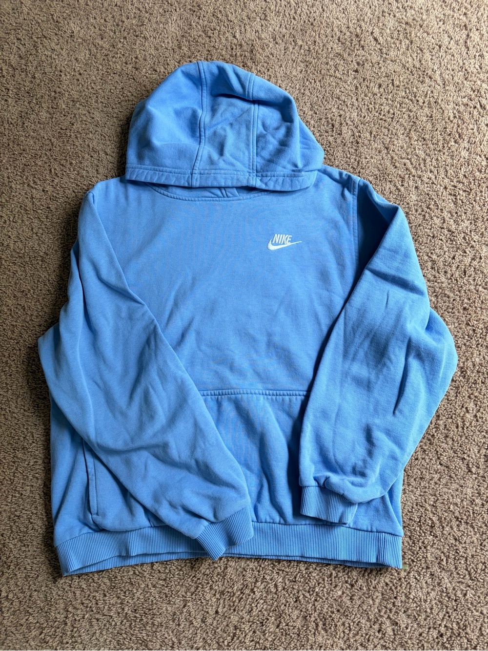 Nike Men's Sky Blue Crewneck Hoodie with Small Logo